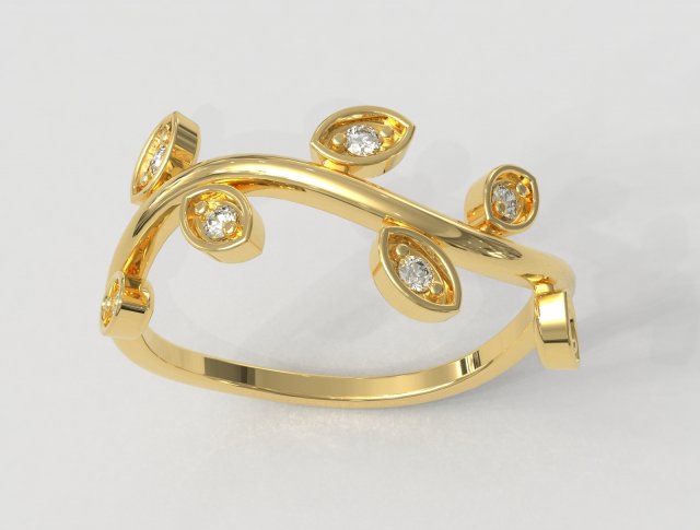Leafs Diamond Ring Modelo de Impressão 3D .c4d .max .obj .3ds .fbx .stl .blend 