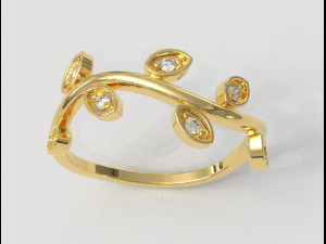 Leafs Diamond Ring 3D Print Model