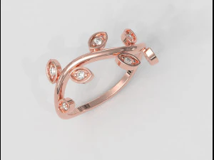 Leafs Diamond Ring 3D Print Model