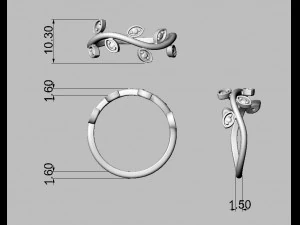 Leafs Diamond Ring 3D Print Model