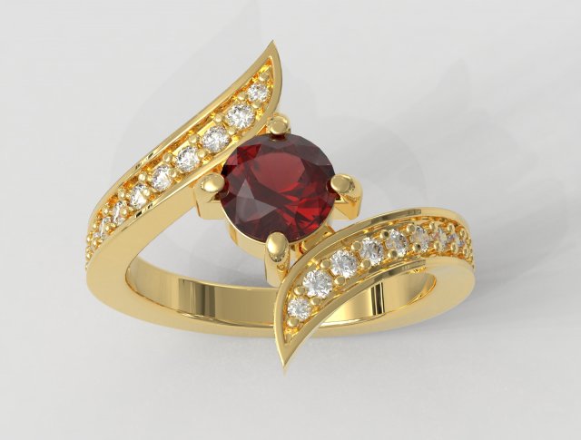 Round Gemstone Ring Model Cetak 3D .c4d .max .obj .3ds .fbx .stl .blend