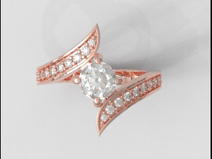 Round Gemstone Ring Model Cetak 3D