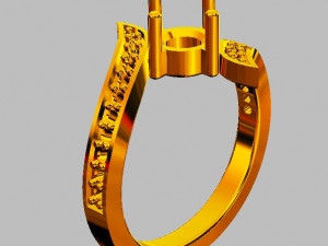 Round Gemstone Ring Model Cetak 3D