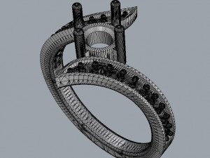 Round Gemstone Ring Model Cetak 3D
