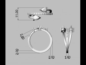 Gemstone Ring 3D Print Model