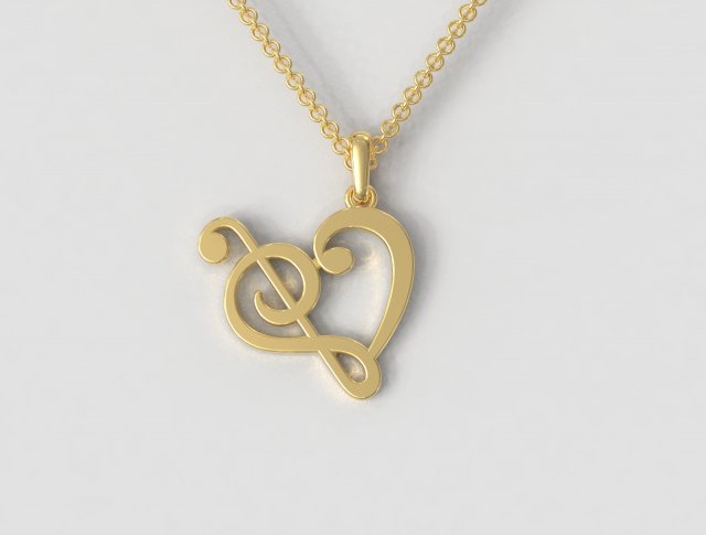 Music Love - Treble Clef Pendant Modelo de impresión 3D .c4d .max .obj .3ds .fbx .stl .blend 