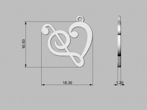 Music Love - Treble Clef Pendant Modelo de impresión 3D