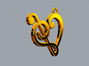 Music Love - Treble Clef Pendant Modelo de impresión 3D