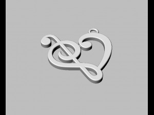 Music Love - Treble Clef Pendant Modelo de impresión 3D
