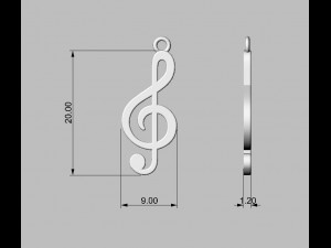 Treble clef Pendant 3D प्रिंट मॉडल