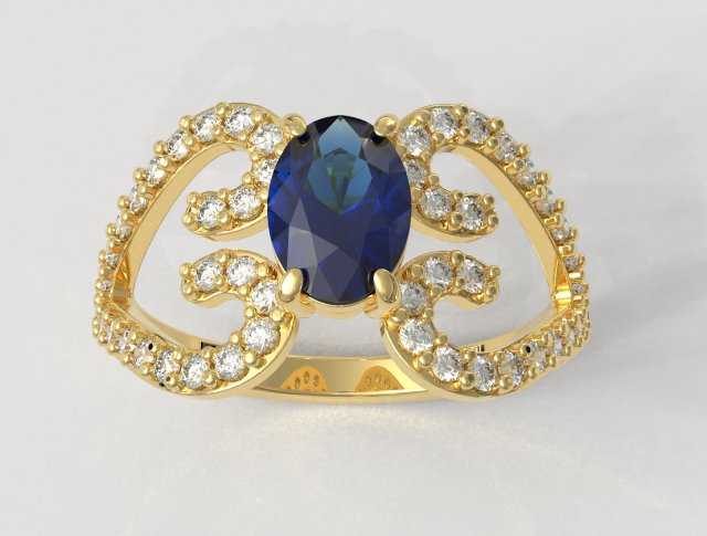 Oval Gemstone Heart Ring Modèles 3D en vedette .c4d .max .obj .3ds .fbx .stl .blend 