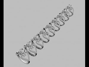 Oval Gemstone Heart Ring 3D Print Model