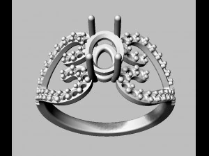 Oval Gemstone Heart Ring 3D Print Model