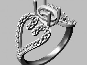 Oval Gemstone Heart Ring 3D Print Model