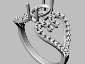 Oval Gemstone Heart Ring 3D Print Model
