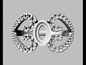 Oval Gemstone Heart Ring 3D Print Model