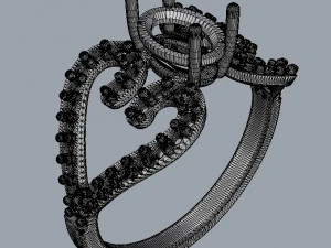 Oval Gemstone Heart Ring 3D Print Model