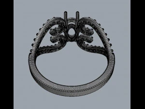 Oval Gemstone Heart Ring 3D Print Model