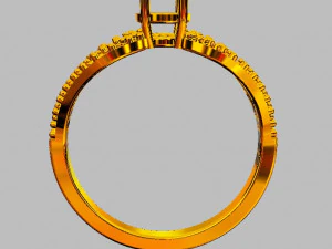Oval Gemstone Heart Ring 3D Print Model