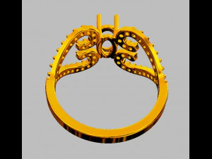 Oval Gemstone Heart Ring 3D Print Model