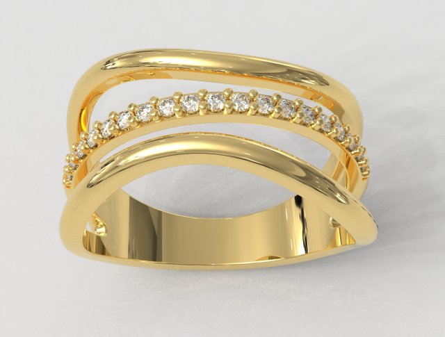 Diamond Waves Ring 3D Print Model .c4d .max .obj .3ds .fbx .stl .blend