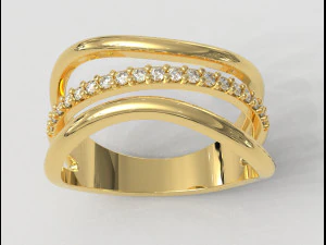 Anel Ondas de Diamante Modelo de Impressão 3D