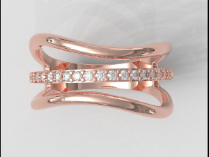 Diamond Waves Ring 3D Print Model