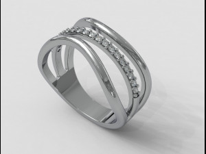 Diamond Waves Ring 3D Print Model