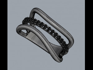 Diamond Waves Ring 3D Print Model
