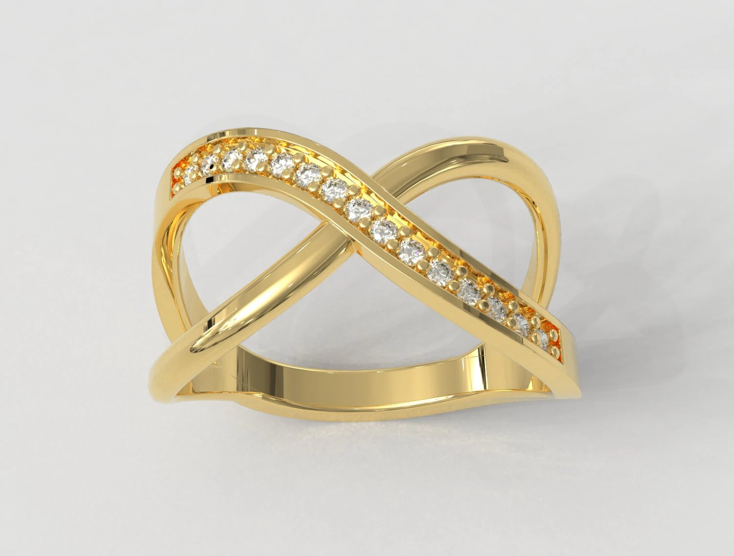 Diamond Crossing Ring 3D Print Model .c4d .max .obj .3ds .fbx .stl .blend 