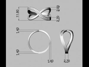 Diamond Crossing Ring Model Cetak 3D
