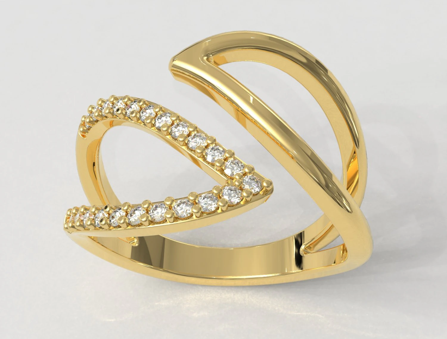 Leafs Diamond Ring 3D Print Model .c4d .max .obj .3ds .fbx .stl .blend