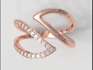 Leafs Diamond Ring 3D Print Model