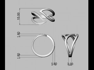 Leafs Diamond Ring 3D Print Model