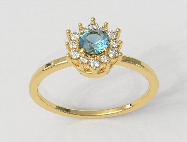 Classic Gemstone Ring 3D 打印模型 .c4d .max .obj .3ds .fbx .stl .blend