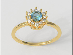 Classic Gemstone Ring 3D Print Model