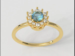 Anel Cl&aacute;ssico de Pedras Preciosas Modelo de Impressão 3D