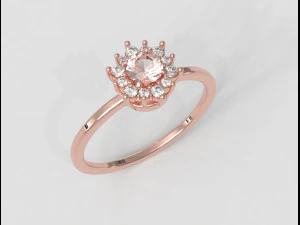 Classic Gemstone Ring 3D Print Model