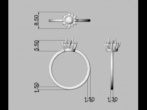 Classic Gemstone Ring 3D Print Model