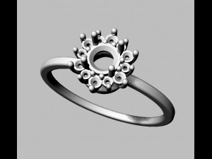 Classic Gemstone Ring 3D Print Model