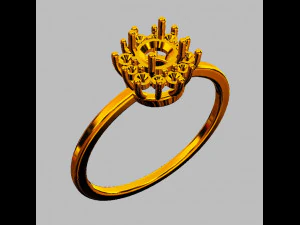Classic Gemstone Ring 3D Print Model