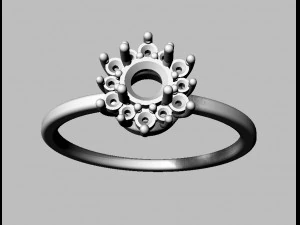 Classic Gemstone Ring 3D Print Model
