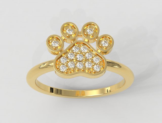 Diamond Paw Ring 3Dプリントモデル .c4d .max .obj .3ds .fbx .stl .blend 
