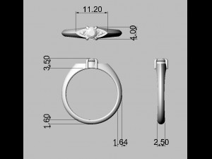 4mm Engagement Ring 3D 프린트 모델