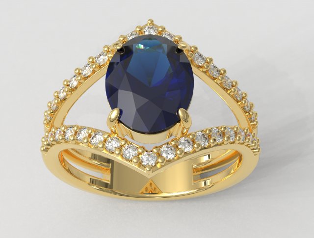 Oval Gemstone Classic Ring Modèles 3D en vedette .c4d .max .obj .3ds .fbx .stl .blend 