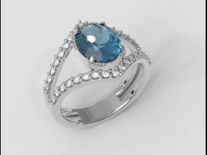 Oval Gemstone Classic Ring Modèles 3D en vedette