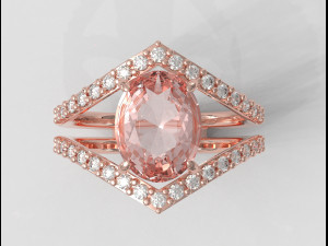 Oval Gemstone Classic Ring Modèles 3D en vedette