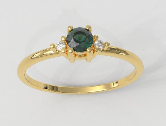 Round Gemstone Classic Ring 3D 打印模型 .c4d .max .obj .3ds .fbx .stl .blend 