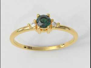 Round Gemstone Classic Ring 3Dプリントモデル