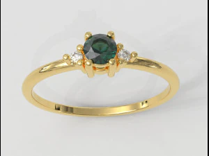 गोल रत्न क्लासिक अंगूठी 3D प्रिंट मॉडल